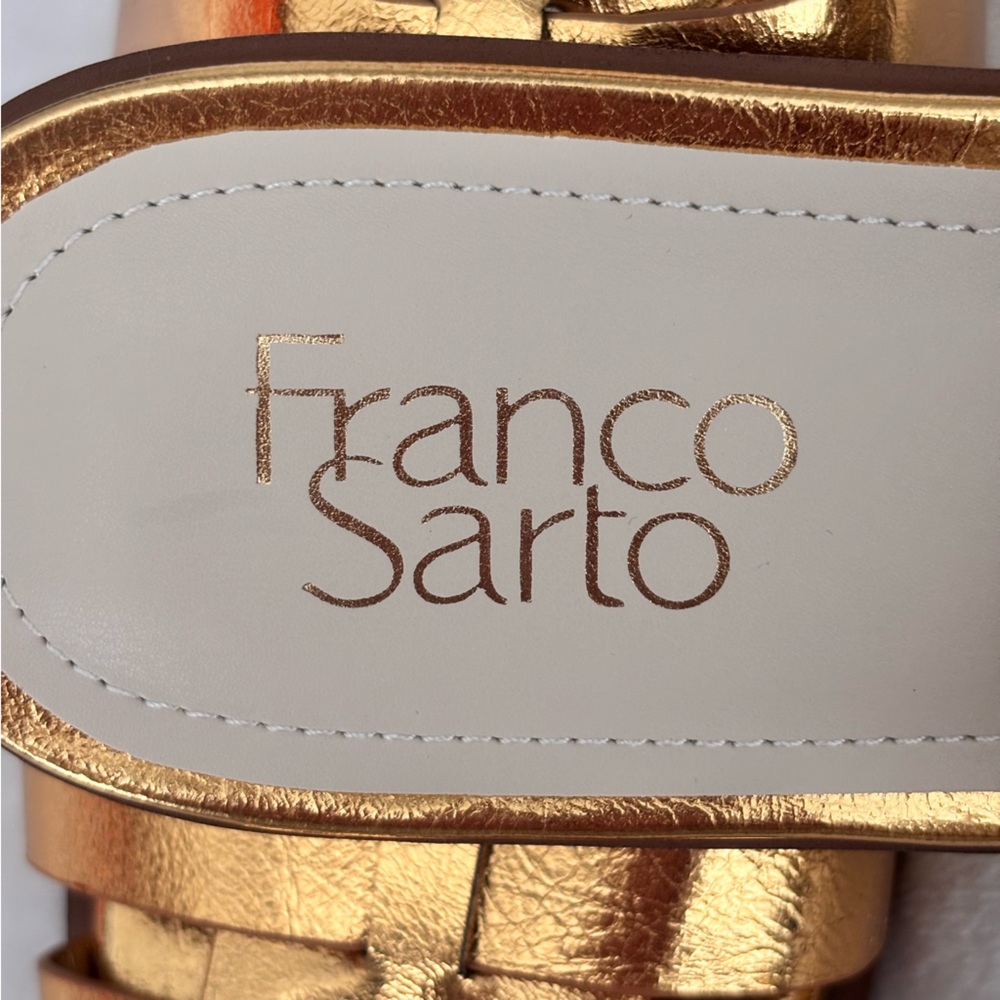 FRANCO SARTO Bartis Square Toe Gold Vegan Leather Fisherman Mule--NEW--8 - Picture 8 of 15